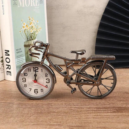 Vintage Bicycle Desk Clock with Handcrafted Design and Quartz Movement