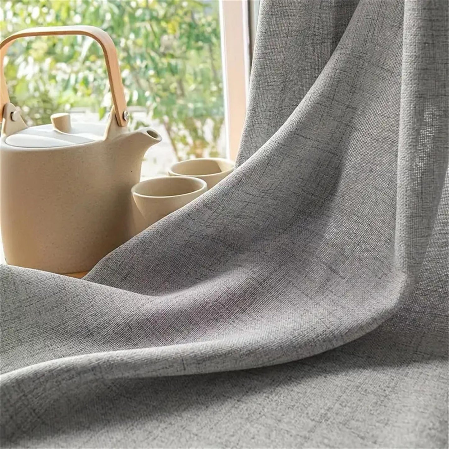 Japanese Style Linen Luxury Curtains with Grommet Design